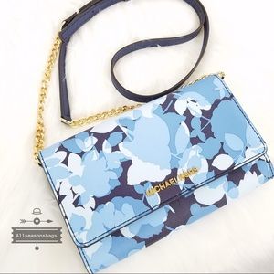 NWT Michael Kors Jet Set Crossbody Navy Floral Bag